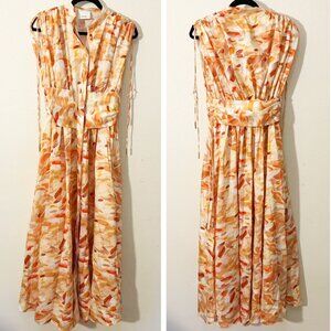 ✨ SALE✨ EUC Acler Linen Maxi Dress AU8/US4 Orange Ivory Floral